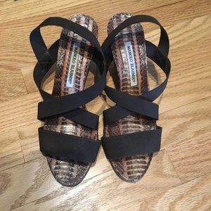 Manolo Blahnik Snakskin Wedges 7.5